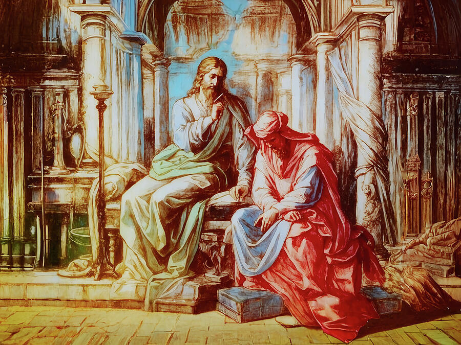 Jesus Christ Digital Art - NT Gospel twenty-one -- Nicodemus by Josef Johann Michel