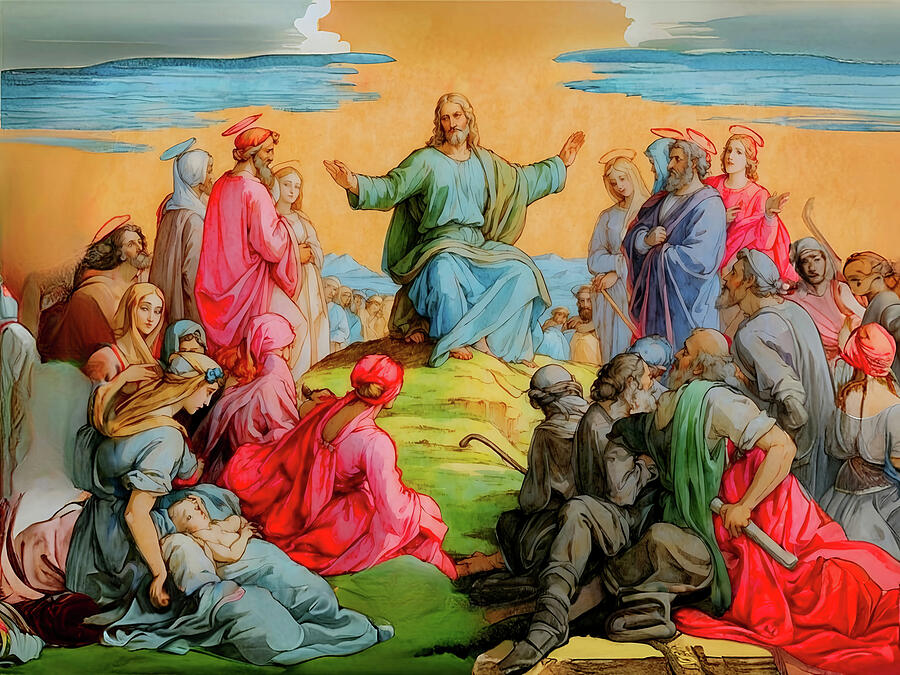 Religion Digital Art - NT Gospel twentysix -- Sermon on the Mount by Josef Johann Michel