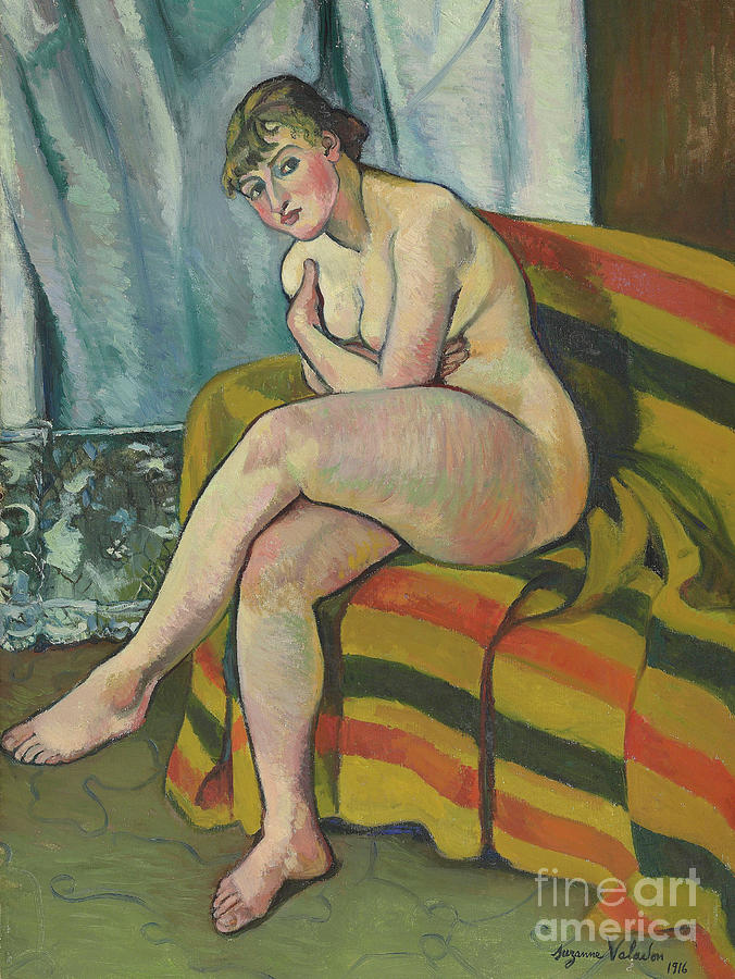 Nu assis sur un canape, 1916 Painting by Suzanne Valadon