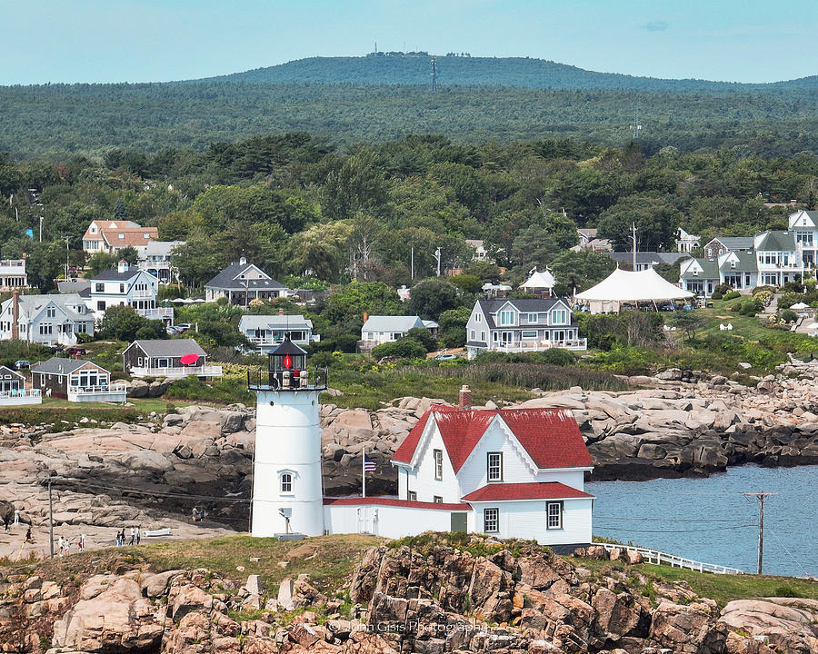 Nubble Light and Mt Agamenticus Photograph by John Gisis