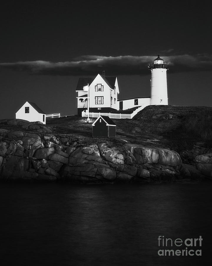Nubble Light Black and White by Sharon Seaward Nubble Light Black and White by Sharon Seaward