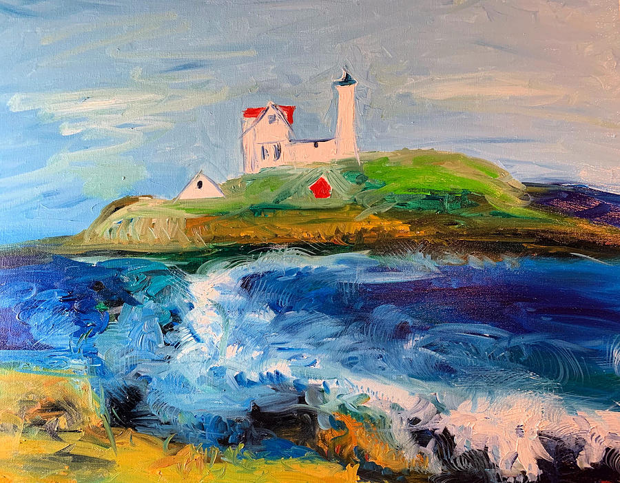 Nubble Light House Painting by River Jazz - Fine Art America