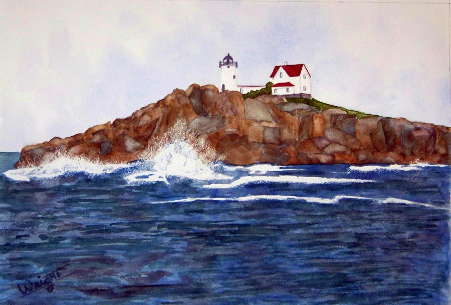 Lighthouse Painting - Nubble Light SOLD by Larry Wright