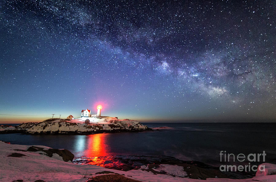 Nubble Light with the Milky Way Photograph by Patrick Fennell