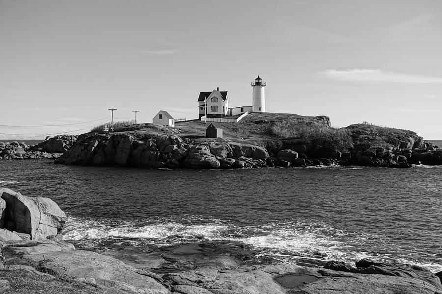 Nubble Lighthouse BW III Photograph by Patricia Caron