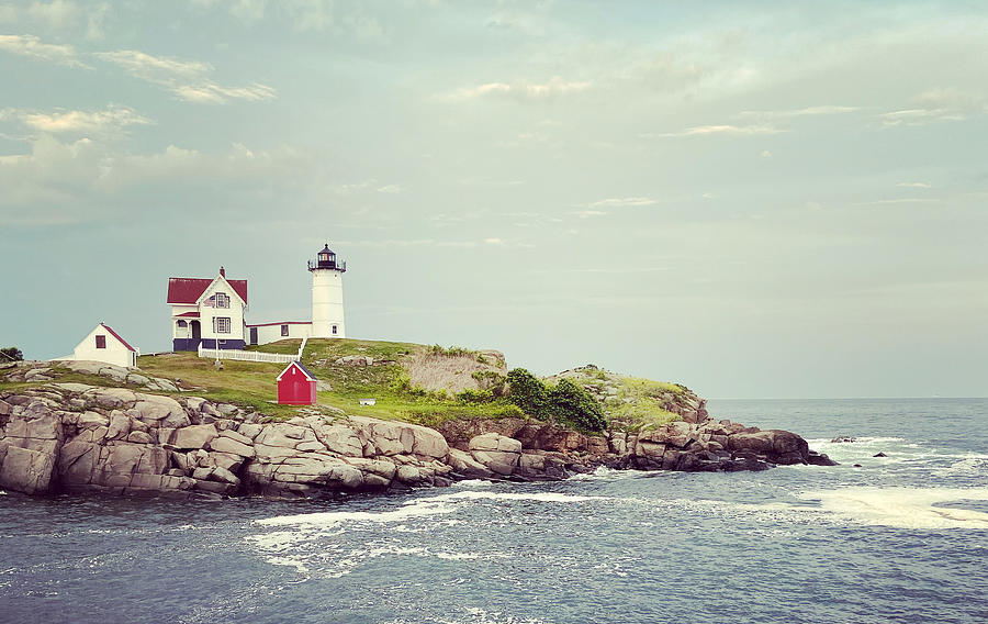Nubble Lighthouse Coastline in Cape Neddick Maine Photograph by Lisa Cuipa