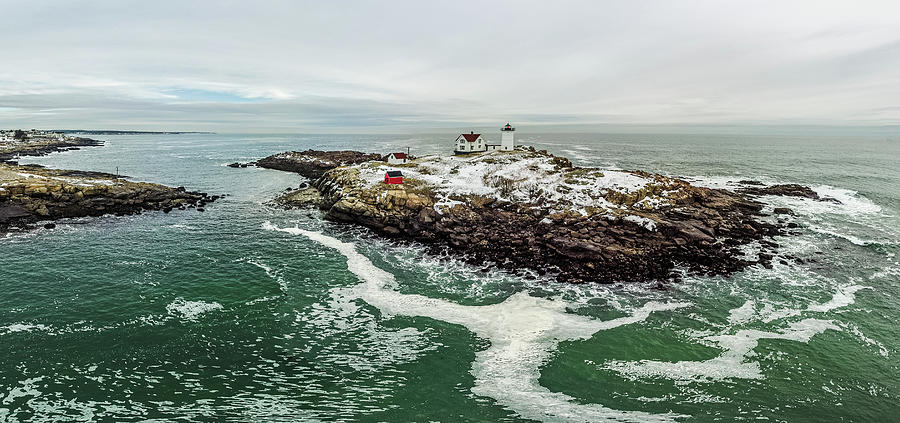 Nubble Lighthouse Panorama Photograph by Jeff Folger