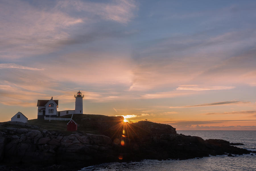 Nubble Lighthouse sun star 11/17/20 Photograph by Linda Cunningham - Pixels