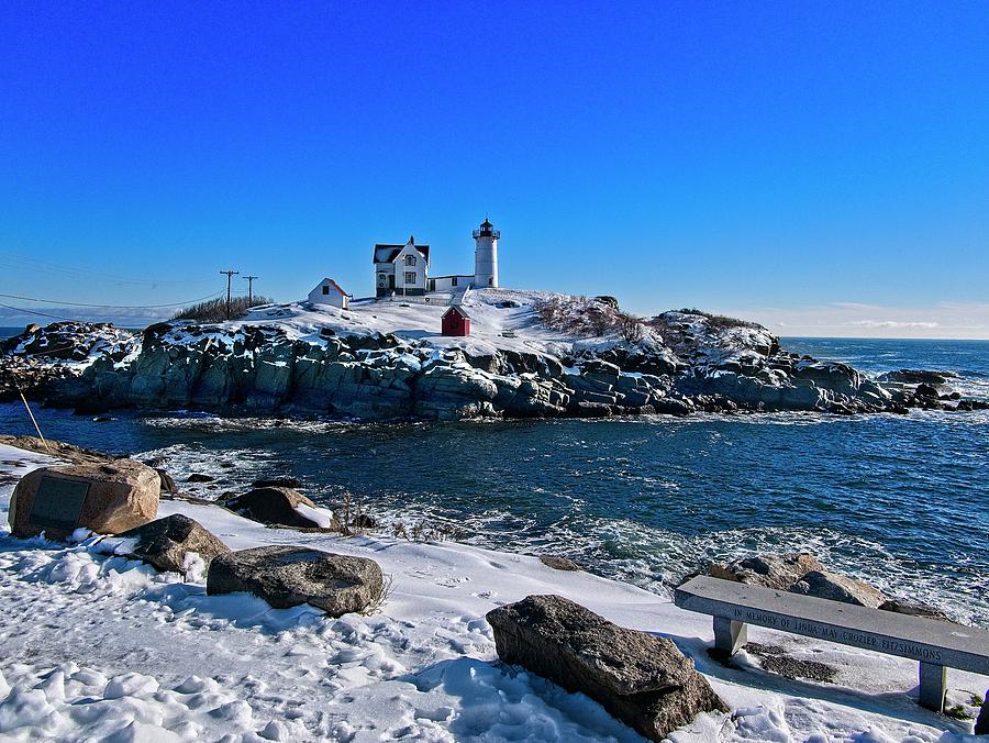 Nubble Lighthouse -Winter 4 2015 Photograph by Steven Ralser