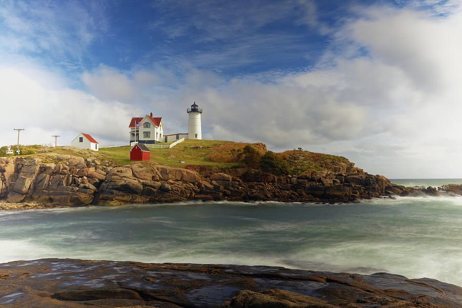 Nubble Lighthouse with Cliffs Photograph by Doolittle Photography and Art