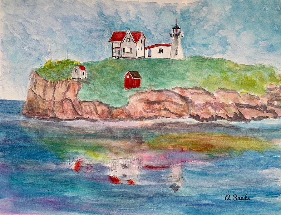 Nubble Reflections Painting by Anne Sands