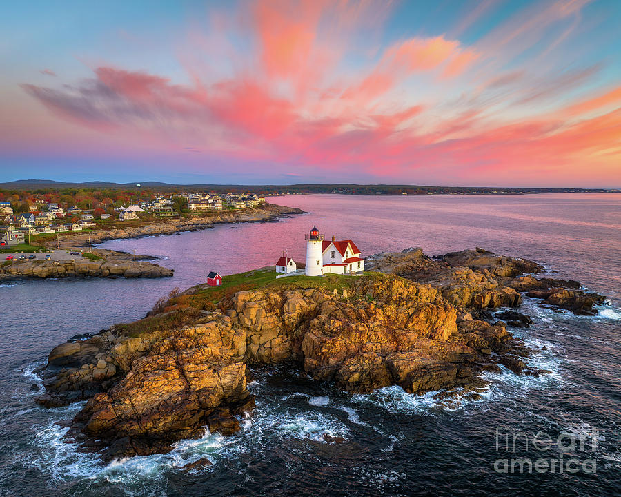 Nubble Sunrise from Above Photograph by Benjamin Williamson