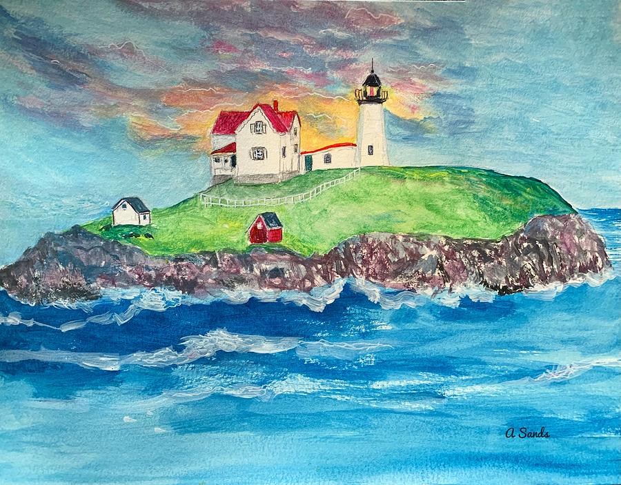 Nubble sunshine Painting by Anne Sands - Fine Art America