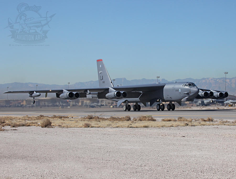 Nuclear Capable B-52H 60-0062 departing Nellis AFB runway 03L Photograph by Custom Aviation Art