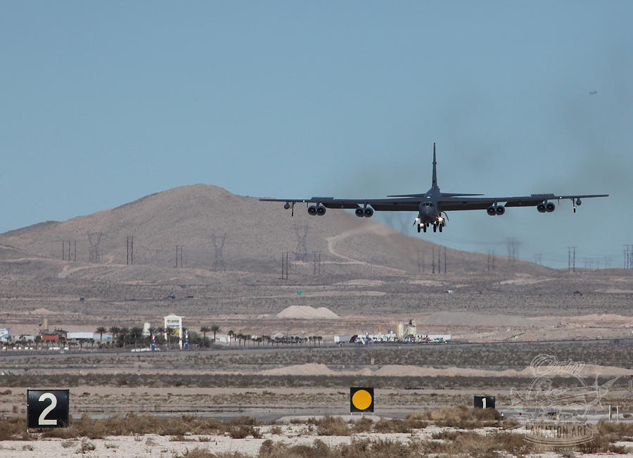 Nuclear Capable B-52H Recovering to Nellis AFB Rwy 21R Photograph by Custom Aviation Art