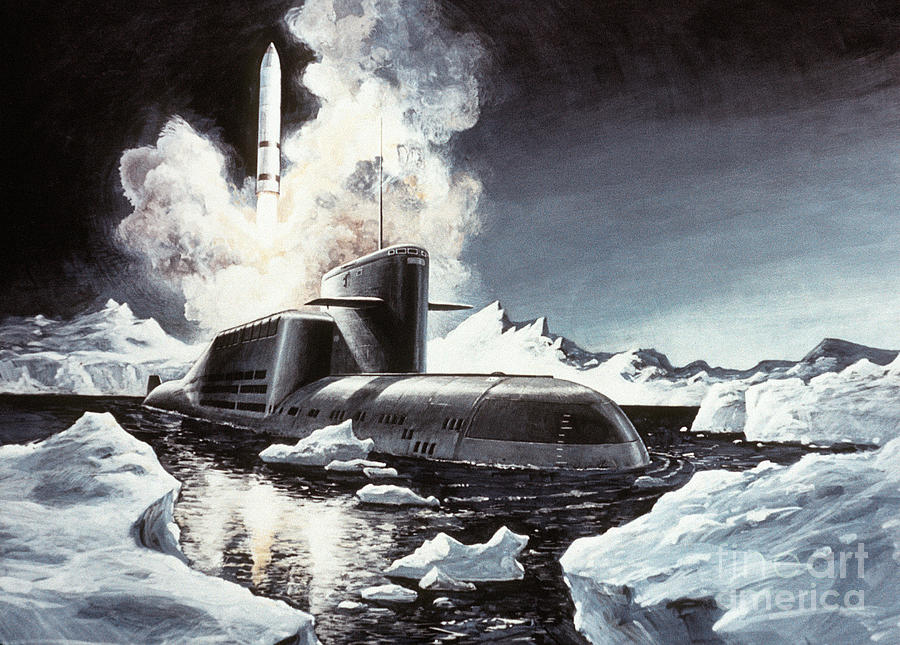 Nuclear Submarine Rendering, 1985 Drawing by Granger