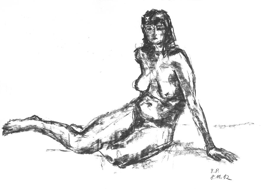 Nude 08-11-12-1 Drawing by Barbara Pommerenke