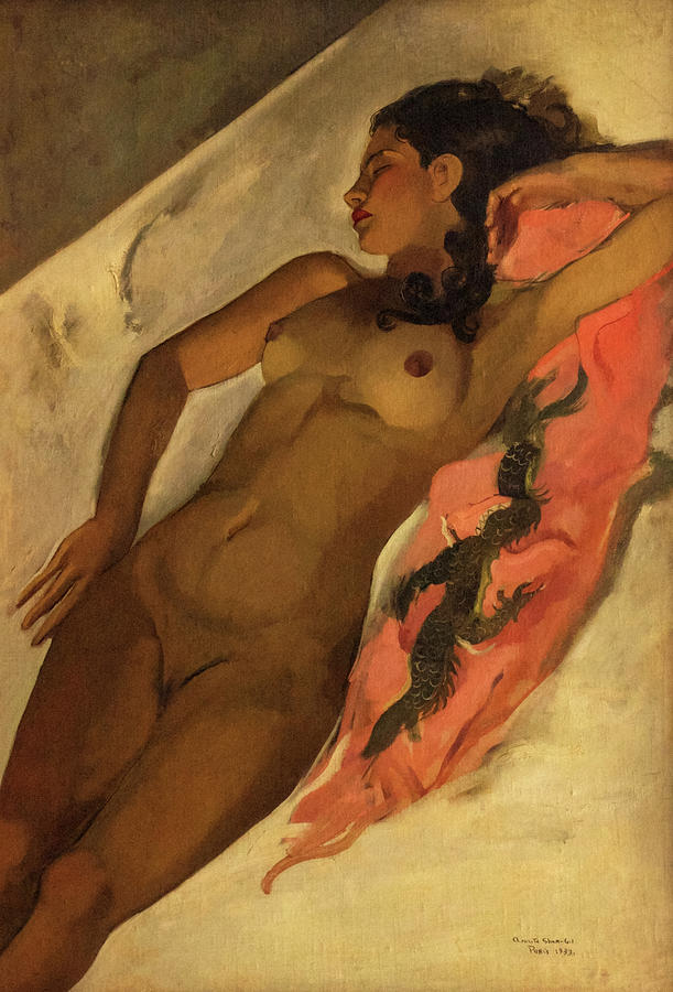 Dragon Painting - Nude, 1933 by Amrita Sher-Gil