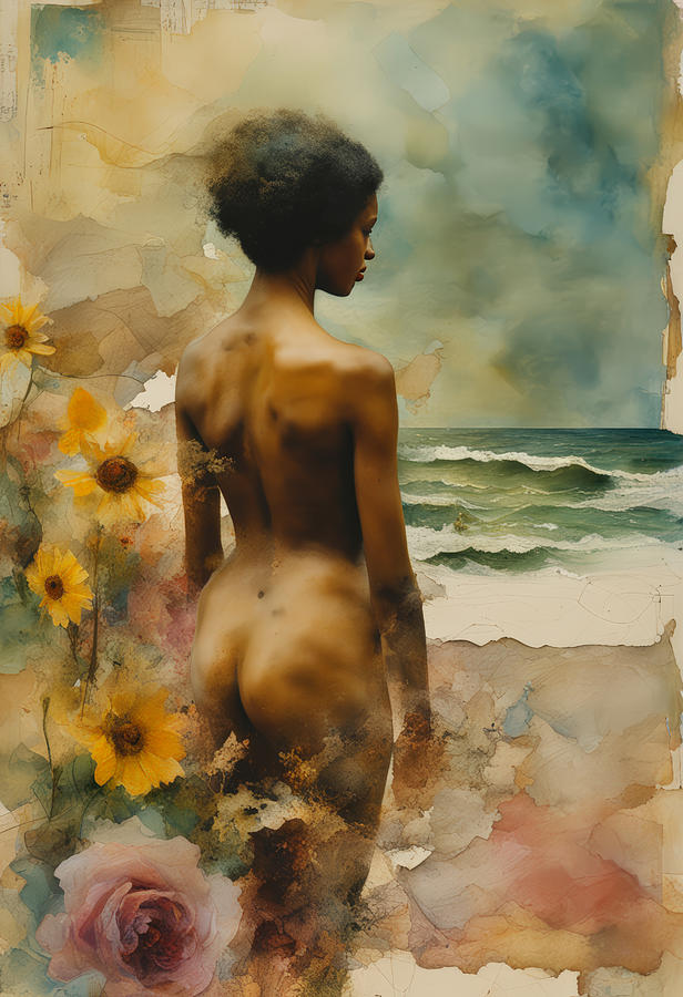 Sunflower Painting - Nude at the Beach No.5 by My Head Cinema