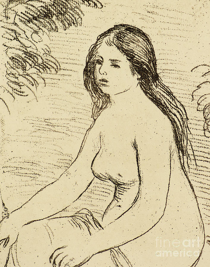 Nude bather, 1906, etching Drawing by Pierre Auguste Renoir