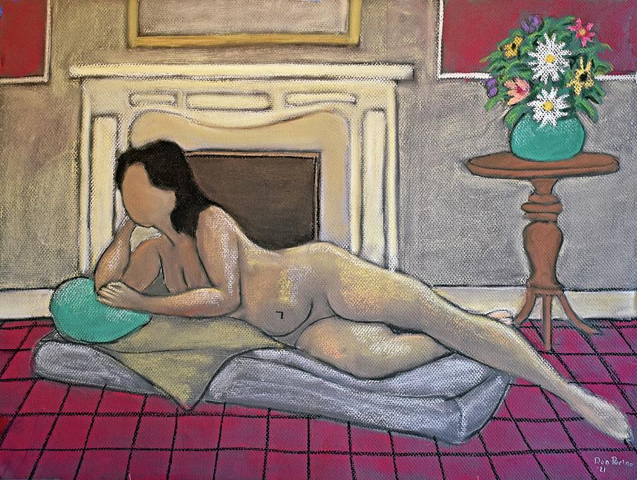 Nude Painting - Nude Before Fireplace by Don Perino