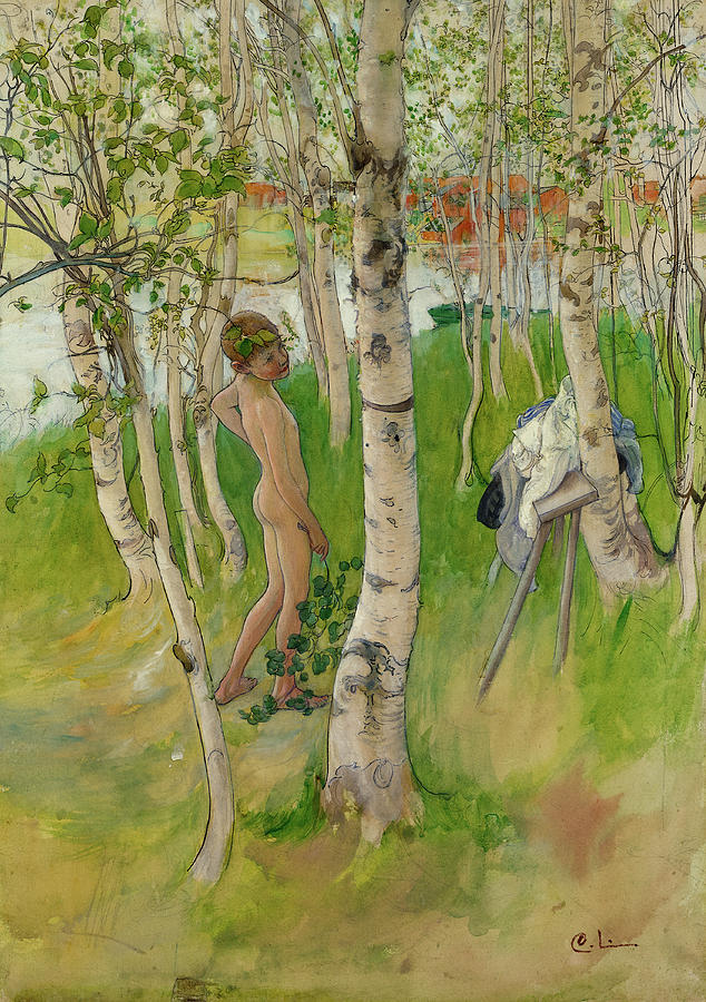 Nude Boy among Birches, 1898. is a painting by Carl Larsson which was uploa...