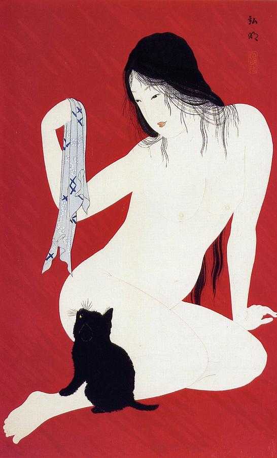 Nude - Cat by Hiroaki Takshashi - Shotei Digital Art by Steve Hayhurst