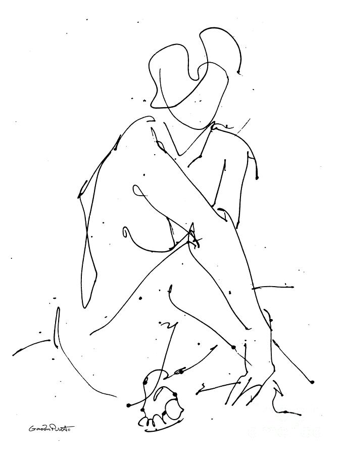 Black And White Drawing - Nude-Female-Drawing-19 by Gordon Punt