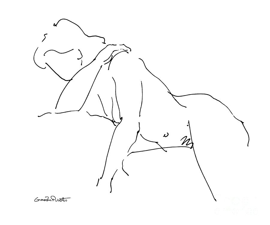 Nude Female LineDrawing 27 Drawing by Gordon Punt