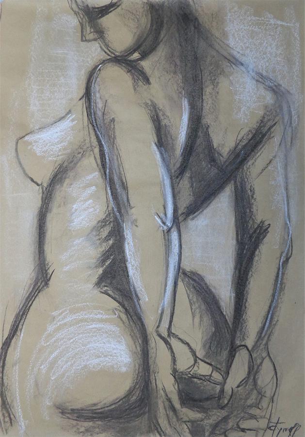 Nude Figure 1 Drawing by Carmen Tyrrell