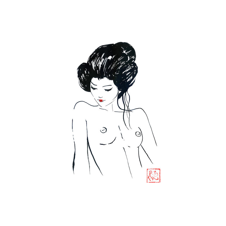 Nude Drawing - Nude Geisha by Pechane Sumie