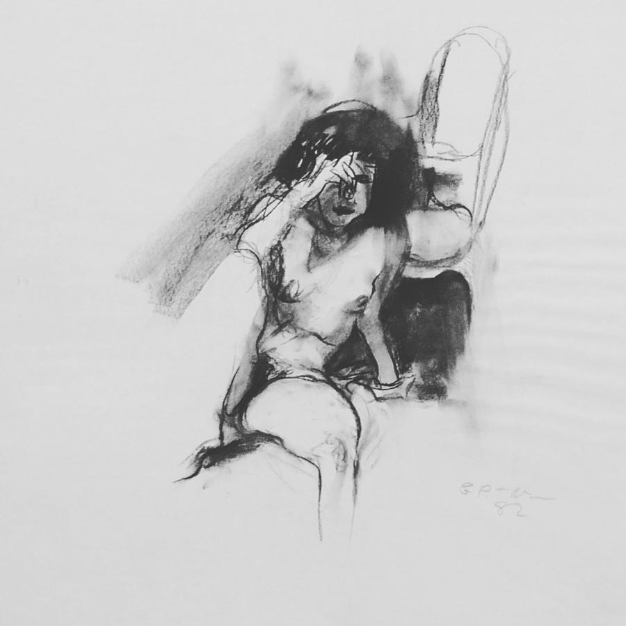 Nude Woman Drawing - Nude Getting Out of the Bed by Galya Tarmu