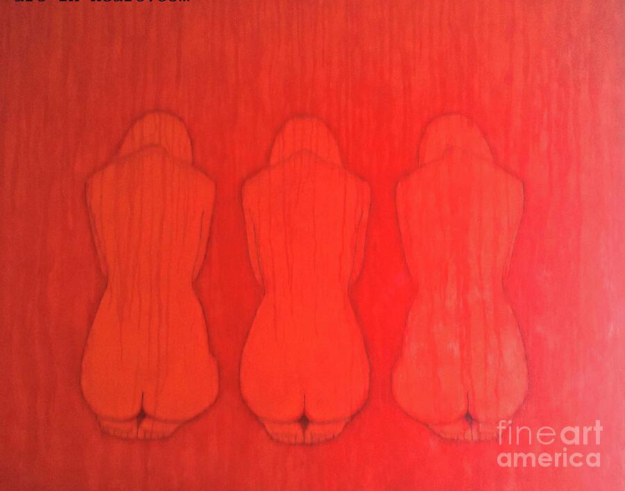 Red Painting - Nude girls  by Lam To