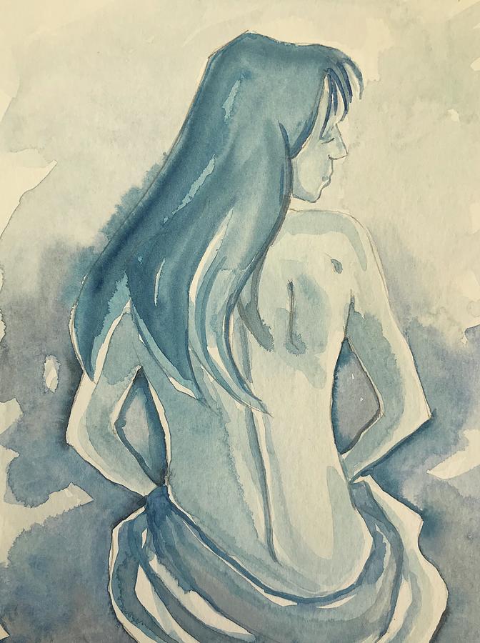 Nude In Blue Painting