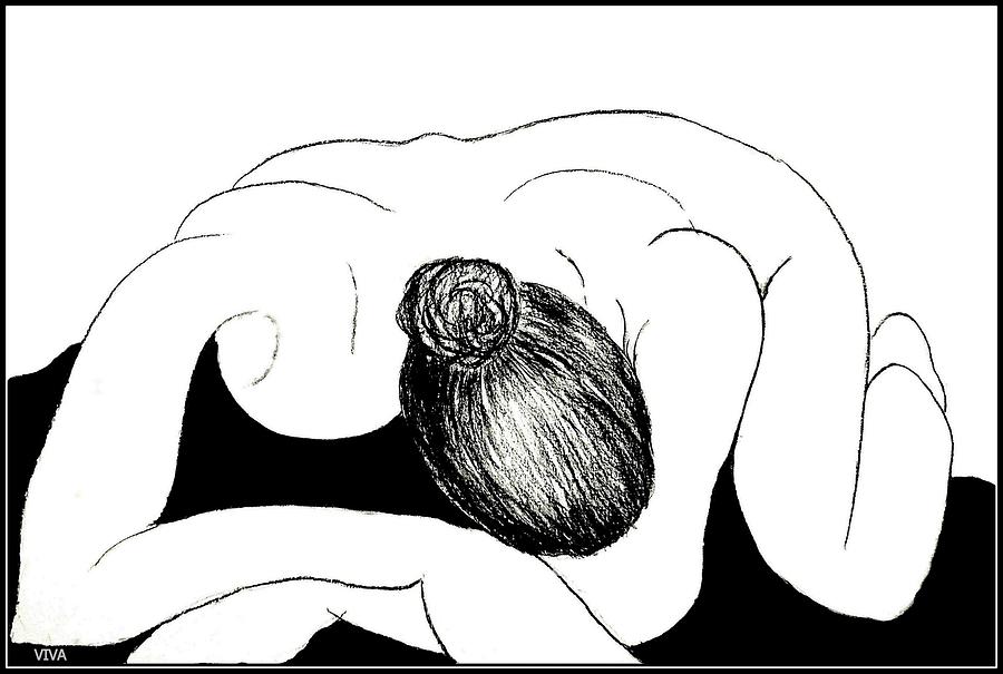 Nude In Supplication Drawing by VIVA Anderson
