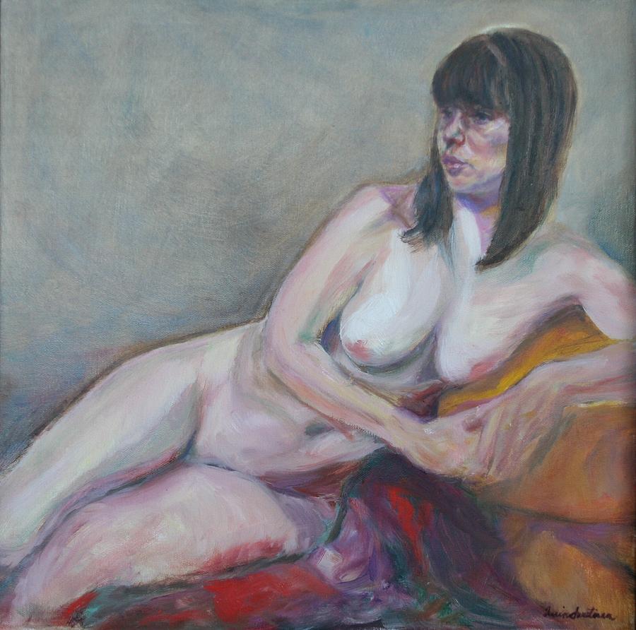 Impressionism Painting - Nude Leaning - Original Contemporary Impressionist Painting by Quin Sweetman