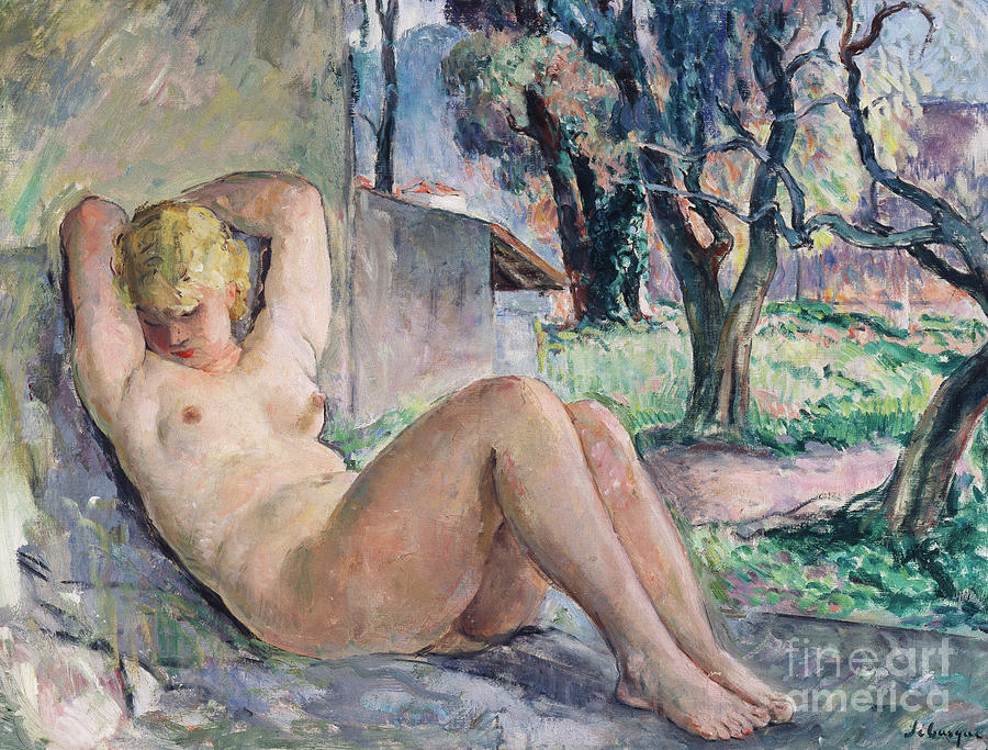 Nude Lying in a Garden Painting by Henri Lebasque