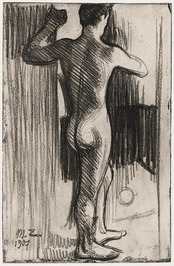 William Etty Drawing - Nude Male Model from the Back  art by Magnus Enckell Finnish
