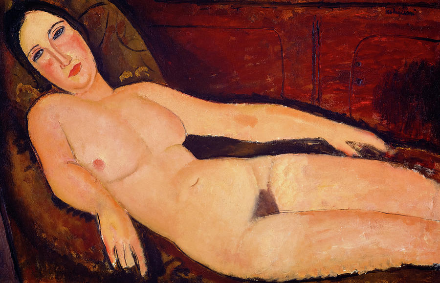 Nude on a Divan, 1918 Painting by Amedeo Modigliani