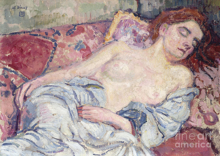 Nude on a Divan Nu au Divan, 1907 Painting by Theo van Rysselberghe