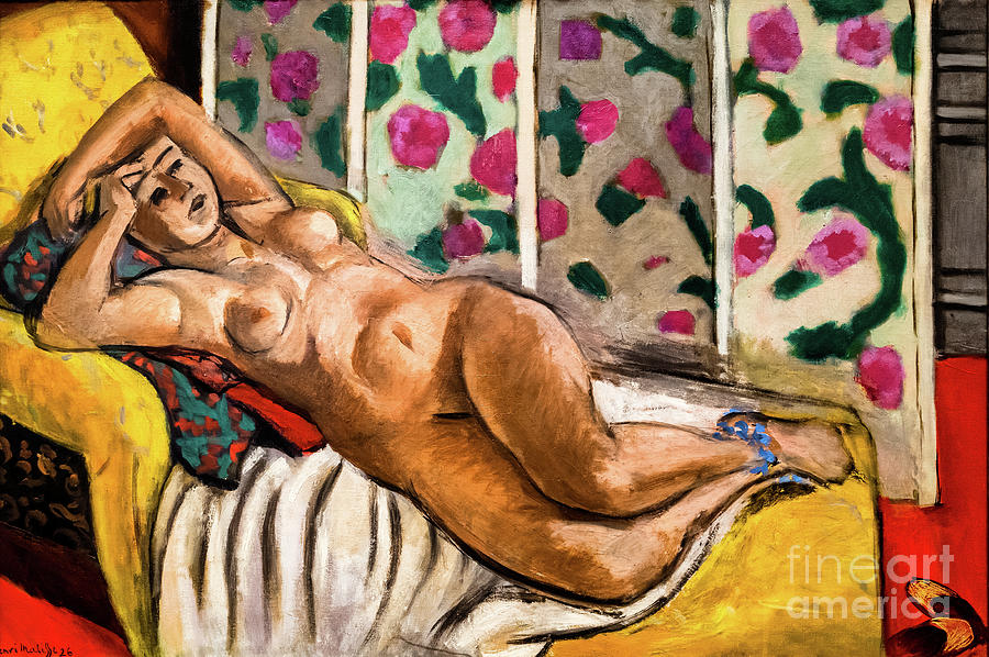 Nude on a Yellow Sofa 1926 by Henri Matisse Painting by Henri Matisse
