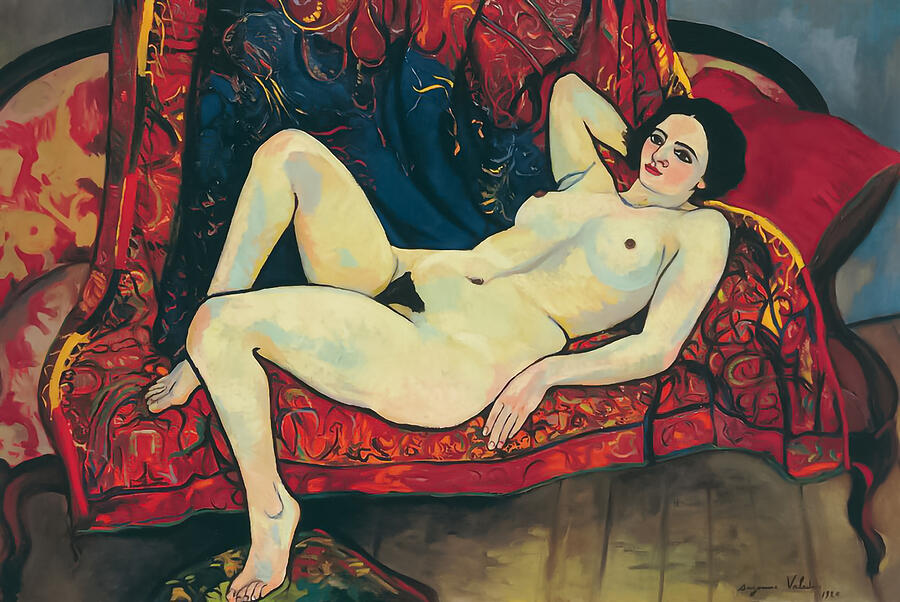 Pierre Auguste Renoir Painting - Nude on the Red Sofa by Suzanne Valadon by Mango Art