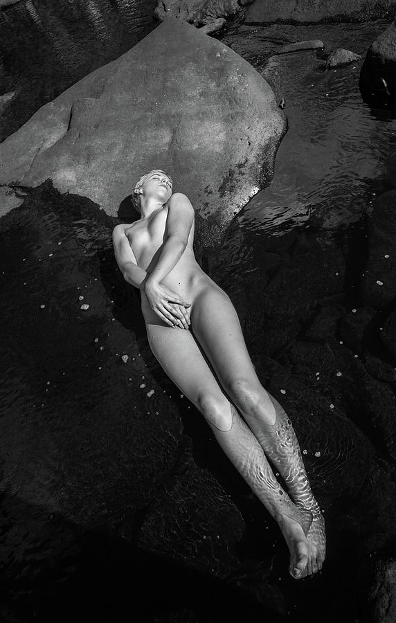 Nature Photograph - Nude Reclining In River by Lindsay Garrett