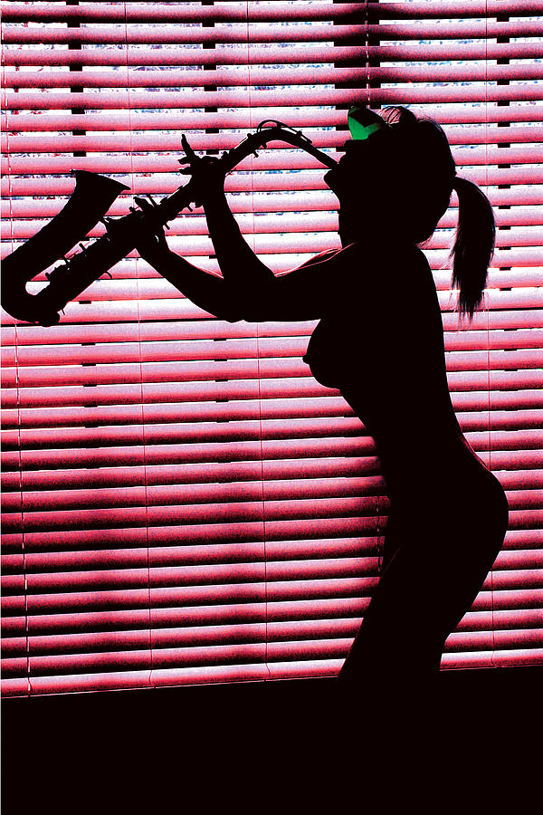 Nude Red Blinds Sax Silhouette Photograph by Tom Baptist