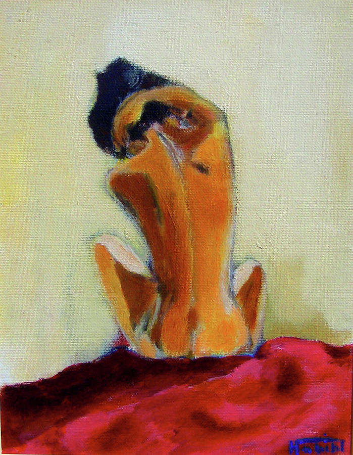 Nude with red Painting by Habib Ayat