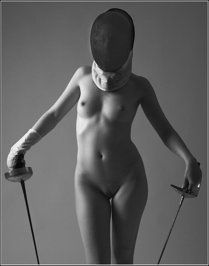 Nude Photograph - Nude with sabers by Hugh Smith