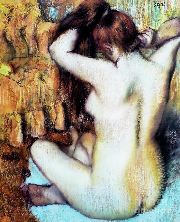 Nude Woman Combing Her Hair I by Edgar Degas 1888 Painting by Edgar Degas