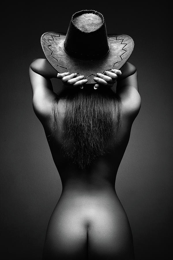 Woman Photograph - Nude woman cowboy hat 2 by Johan Swanepoel