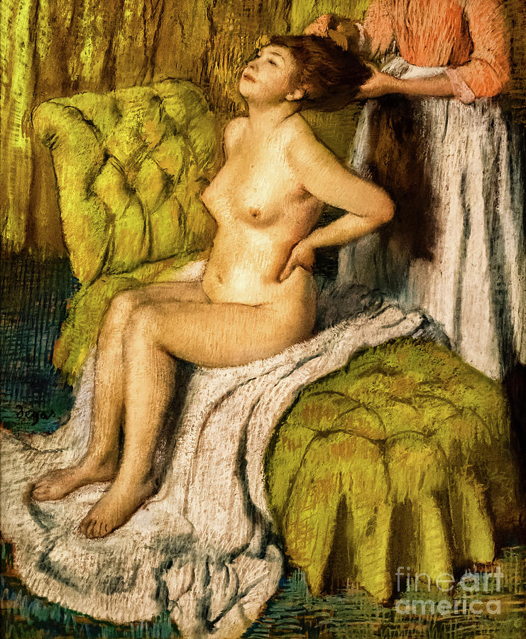 Nude Woman Having Her Hair Combed by Edgar Degas Painting by Edgar Degas