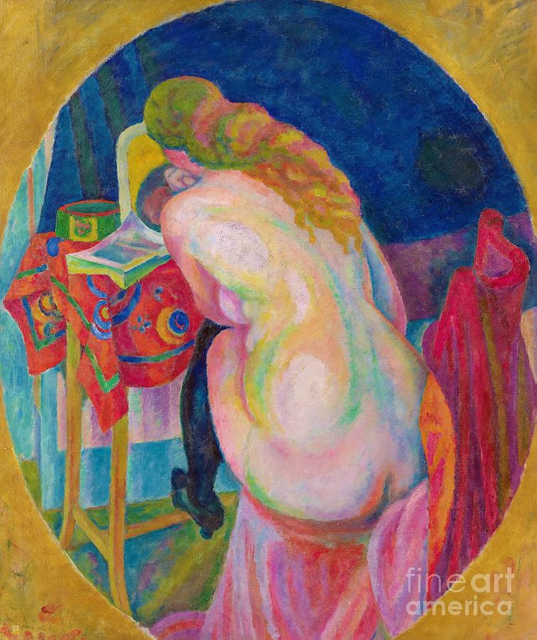 Robert Delaunay - Nude woman reading 2 Painting by Alexandra Arts